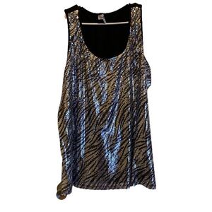 Vintage fashion bug 
Sequin Zebra Tank Top
Sleeveless 
Size 2X 
Holiday wear